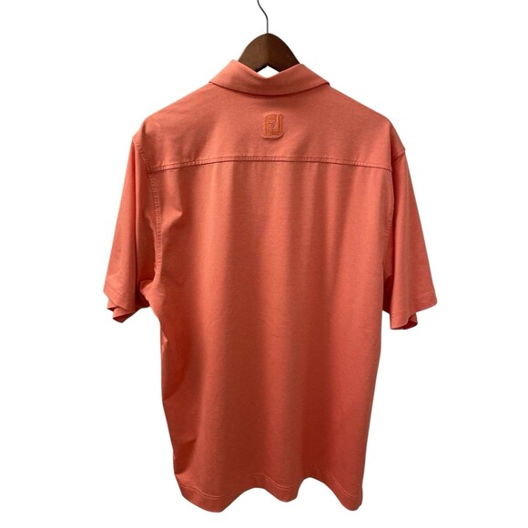 FootJoy Polo Golf Shirt Solid Coral Short Sleeve Stretch Men’s Size Medium - Picture 5 of 16